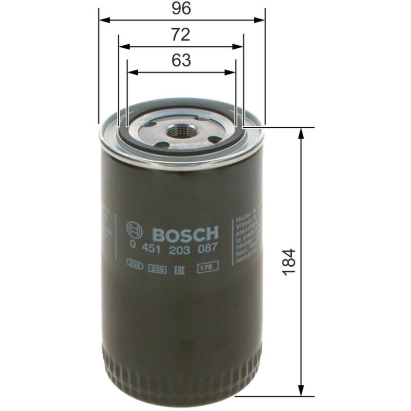 P3087 FILTRE HUILE PL VOLVO